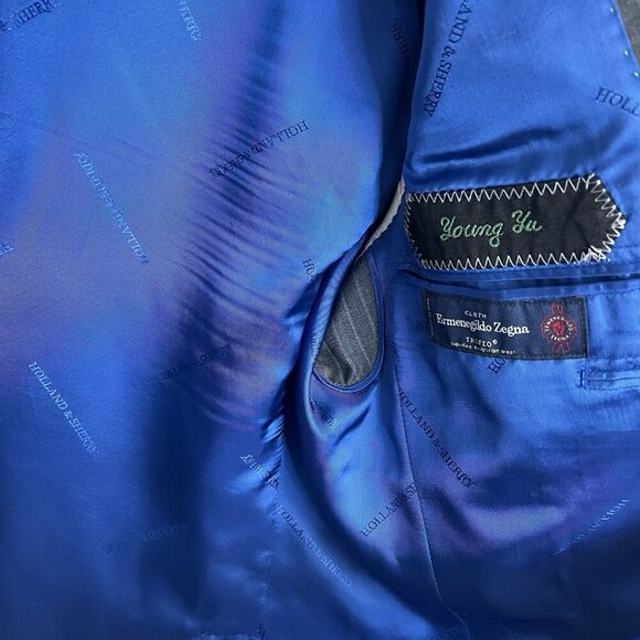 Ermenegildo Zegna Fabric Striped men's sports Jacket blazer grey Sz S/M - Picture 13 of 15